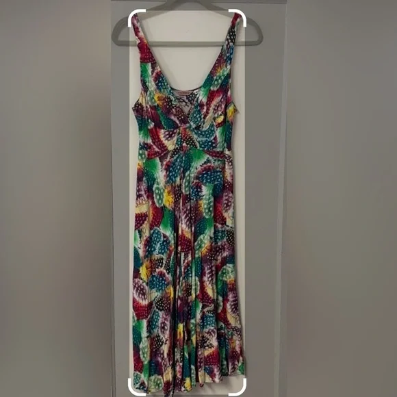 Jams World Knee Length Dress RN 40179 SHASTA Feather Print Size M - Picture 7 of 12